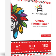 Фотопапір глянцевий А4, 150г, 100 аркушів APACHE (AP-150G/100A4)