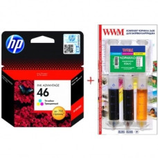 Картридж струменевий HP 46 Color + Заправний набір чорнил WWM