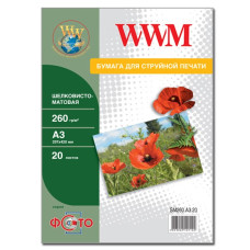 Фотопапір WWM, ШОВКовисто матовий 260g, m2, А3, 20л (SM260.A3.20)