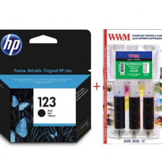 Картридж струменевий HP 123 Black Заправний набір чорнил