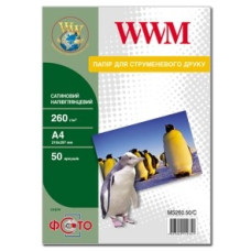 Фотопапір WWM, сатиновий напівглянцевий 260g, m2, А4, 50л (MS260.50, C)